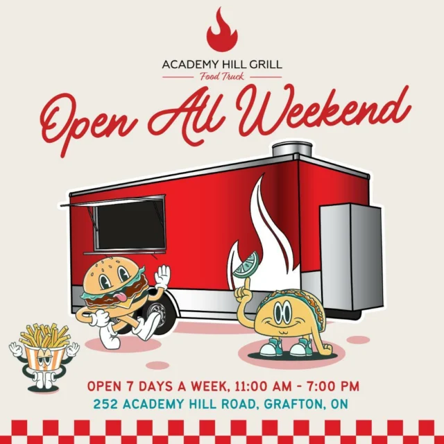 Summers not over yet!  Make the most of the last long weekend by treating yourself at Academy Hill Grill. Were open daily from 11 am to 7 pmperfect for one more bite before back-to-school kicks in. Come see us and savour the final days of summer! #longweekendeats #academyhillgrill #nocoeats