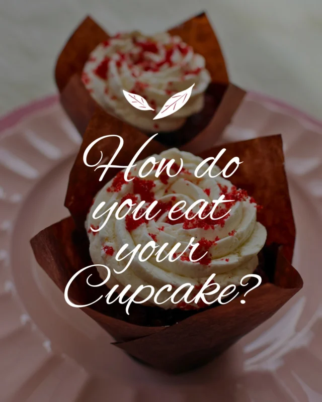 Be honest which one are you?  Drop your cupcake style below! - Classic Bite- Frosting First - Sandwich Style- All at OnceOur Red Velvet Gluten-Free Cupcakes are available while they last! #RedVelvetLove #CupcakePersonalityTest